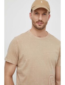 Guess t-shirt bawełniany męski kolor beżowy z aplikacją M4GI18 K8FQ4
