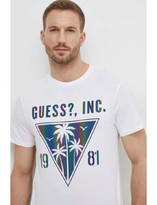 Guess t-shirt bawełniany IRIDESCENT męski kolor biały z nadrukiem M4GI47 K9RM1