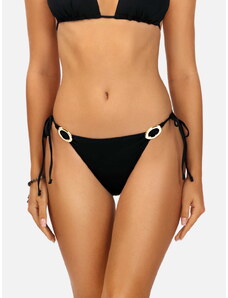 Miss Lou Wiązane czarne figi kapielowe od bikini - klasyk (S (36))