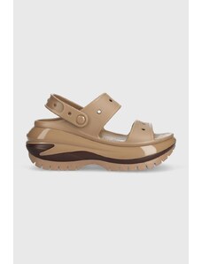 Crocs klapki Classic Mega Crush Sandal damskie kolor brązowy na platformie 207989