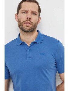 Calvin Klein polo bawełniane kolor niebieski gładki