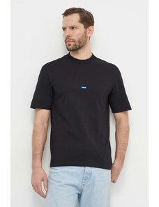 Hugo Blue t-shirt bawełniany męski kolor czarny gładki 50509991