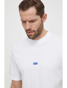 Hugo Blue t-shirt bawełniany męski kolor biały gładki 50509991