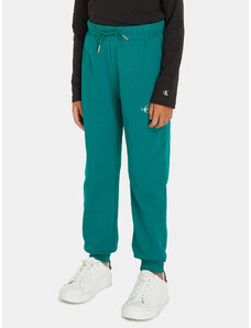 Calvin Klein Jeans Spodnie dresowe Monogram Logo IU0IU00285 Zielony Regular Fit