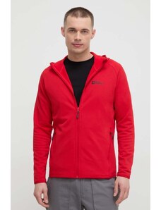 Jack Wolfskin bluza sportowa Baiselberg kolor czerwony z kapturem gładka 1710541