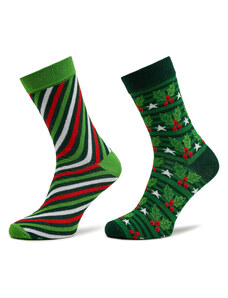 Zestaw 2 par wysokich skarpet damskich Rainbow Socks Xmas Socks Balls Adults Gifts Pak 2 Kolorowy