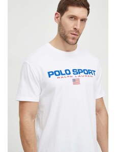 Polo Ralph Lauren t-shirt bawełniany męski kolor biały z nadrukiem 710750444002