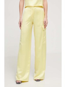 HUGO spodnie damskie kolor żółty szerokie high waist 50511830