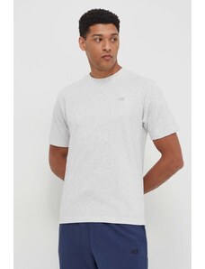 New Balance t-shirt bawełniany MT41533AHH męski kolor szary z aplikacją