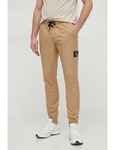 Calvin Klein Jeans spodnie męskie kolor beżowy dopasowane