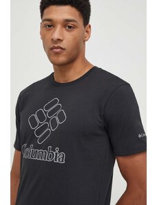 Columbia t-shirt sportowy Pacific Crossing II Pacific Crossing II kolor czarny z nadrukiem 2036472