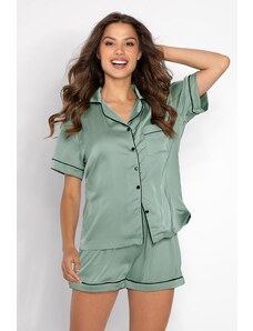 Momenti per Me Satynowa piżama Vintage zielona