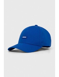 Hugo Blue czapka z daszkiem bawełniana kolor niebieski z aplikacją 50522266