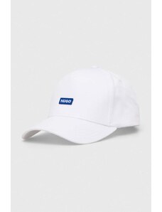 Hugo Blue czapka z daszkiem bawełniana kolor biały z aplikacją 50522266