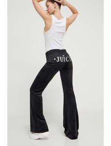 Juicy Couture spodnie dresowe welurowe kolor czarny z aplikacją