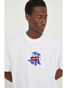 Levi's t-shirt bawełniany męski kolor biały z aplikacją