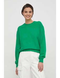 Tommy Hilfiger bluza bawełniana damska kolor zielony gładka WW0WW41246