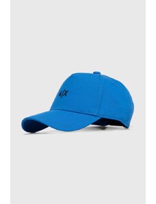 Armani Exchange czapka z daszkiem bawełniana kolor niebieski z aplikacją 954112 CC571 NOS