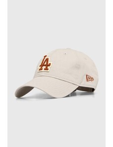 New Era czapka z daszkiem bawełniana kolor beżowy z aplikacją LOS ANGELES DODGERS