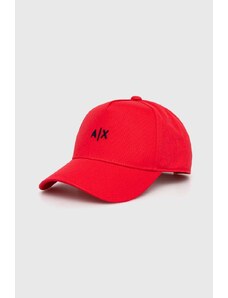 Armani Exchange czapka z daszkiem bawełniana kolor czerwony z aplikacją 954112 CC571 NOS