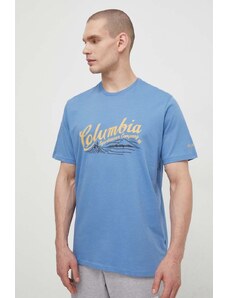 Columbia t-shirt bawełniany Rockaway River kolor niebieski wzorzysty 2022181