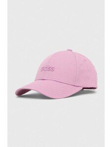 BOSS czapka z daszkiem bawełniana kolor fioletowy gładka 50495441