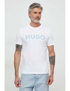 HUGO t-shirt bawełniany męski kolor biały z nadrukiem 50513309