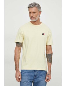 Tommy Jeans t-shirt bawełniany kolor żółty z aplikacją DM0DM17995