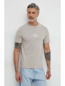 Calvin Klein t-shirt bawełniany męski kolor szary z nadrukiem