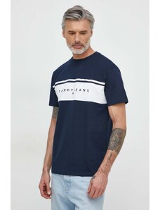 Tommy Jeans t-shirt bawełniany męski kolor granatowy z aplikacją DM0DM18658