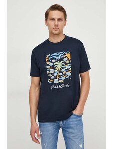 Paul&Shark t-shirt bawełniany męski kolor granatowy z nadrukiem 24411110