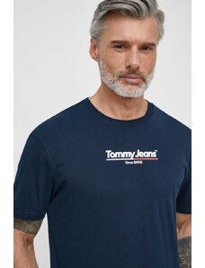 Tommy Jeans t-shirt bawełniany męski kolor granatowy z nadrukiem DM0DM18590