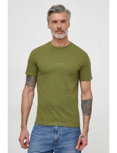 Guess t-shirt bawełniany AIDY kolor zielony z aplikacją M2YI72 I3Z14