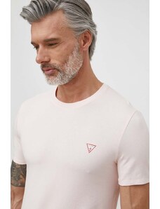 Guess t-shirt męski kolor różowy gładki M2YI24 J1314