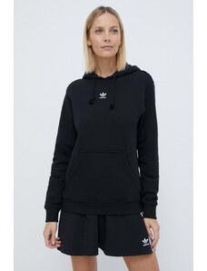 adidas Originals bluza bawełniana damska kolor czarny z kapturem gładka