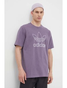 adidas Originals t-shirt bawełniany Trefoil Tee męski kolor fioletowy z aplikacją IR7992
