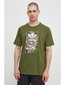 adidas Originals t-shirt bawełniany męski kolor zielony z nadrukiem IS0248