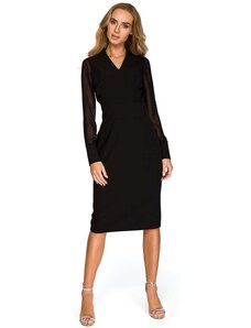 Style Sukienka ołówkowa z szyfonowymi rękawami - czarna - Rozmiar: S