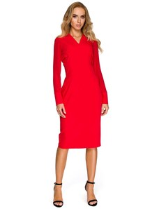 Style Sukienka ołówkowa z szyfonowymi rękawami - czerwona - Rozmiar: S