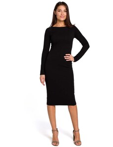 Style Ołówkowa gładka sukienka - czarna - Rozmiar: S
