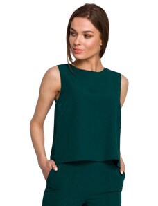 Style Trapezowa bluzka bez rękawów - zielona - Rozmiar: S