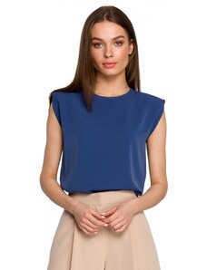 Style Wizytowa bluzka z poduszkami na ramionach - niebieska - Rozmiar: S
