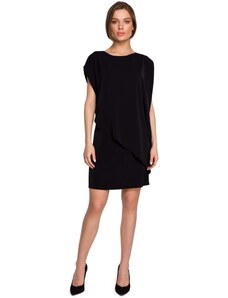 Style Warstwowa sukienka z asymetryczną nakładką - czarna - Rozmiar: S