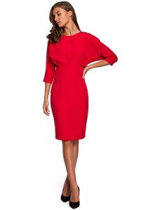 Style Dzianinowa sukienka z zaszewkami - czerwona - Rozmiar: S