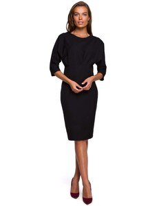 Style Dzianinowa sukienka z zaszewkami - czarna - Rozmiar: S