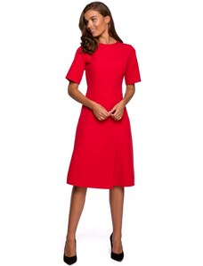 Style Rozkloszowana sukienka z dołem na zakładkę - czerwona - Rozmiar: S
