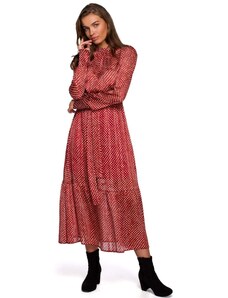 Style Zwiewna midi sukienka w drobne groszki - czerwona - Rozmiar: S