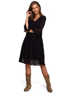 Style Szyfonowa sukienka z falbankami - czarna - Rozmiar: S