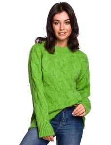 Be Knite Sweter z półgolfem w warkocze - zielony - Rozmiar: S/M