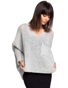 Be Knite Sweter oversize z kieszonką - jasno szary - Rozmiar: Uniwersalny